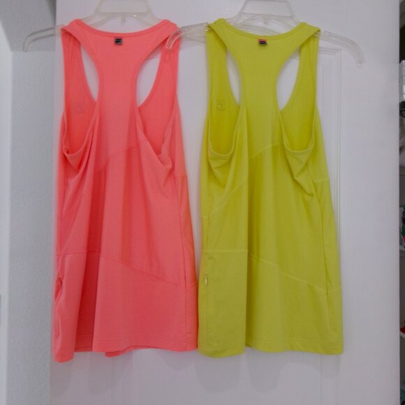 Lot 2 Fila Sport Racerback Tops M Bright Coral Orange Yellow Zipper Pockets - Picture 6 of 9